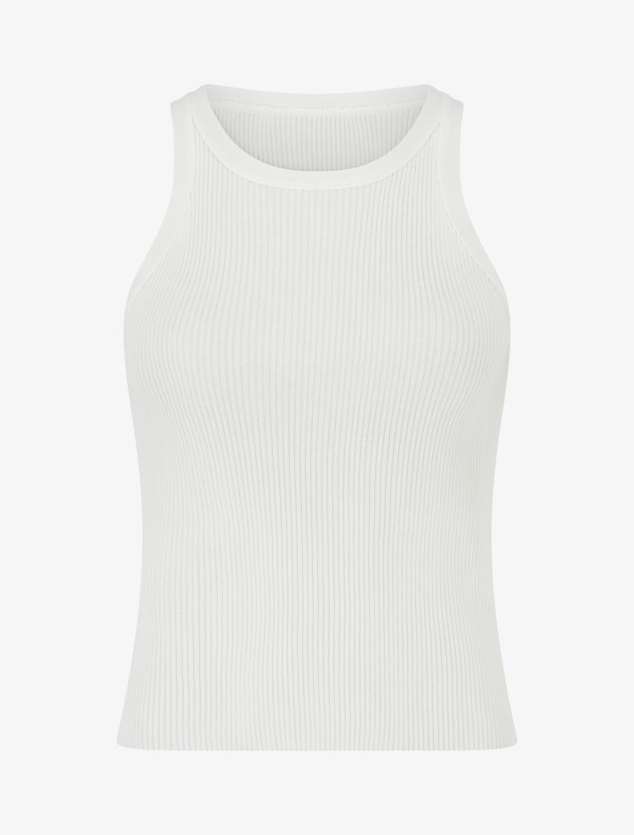 Crop top uni côtelé - Blanc - 1