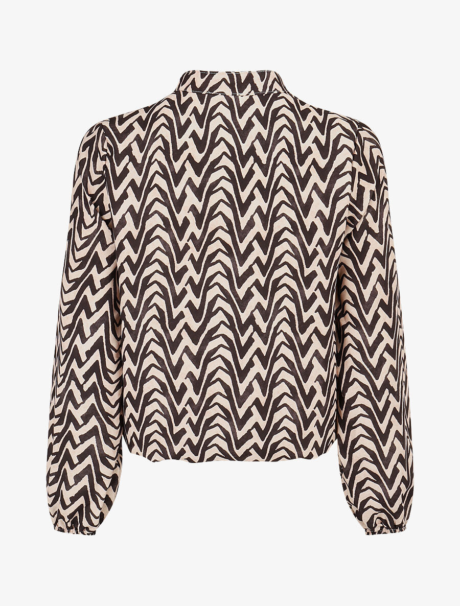 Blouse imprimé vagues stylisées - Noir - 2