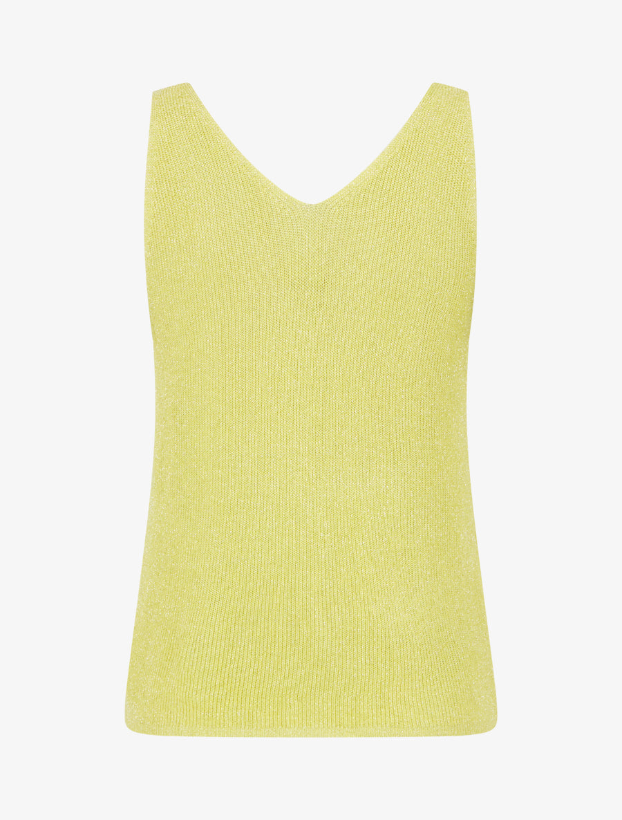 Débardeur uni en maille irisée à col V - Jaune - 2