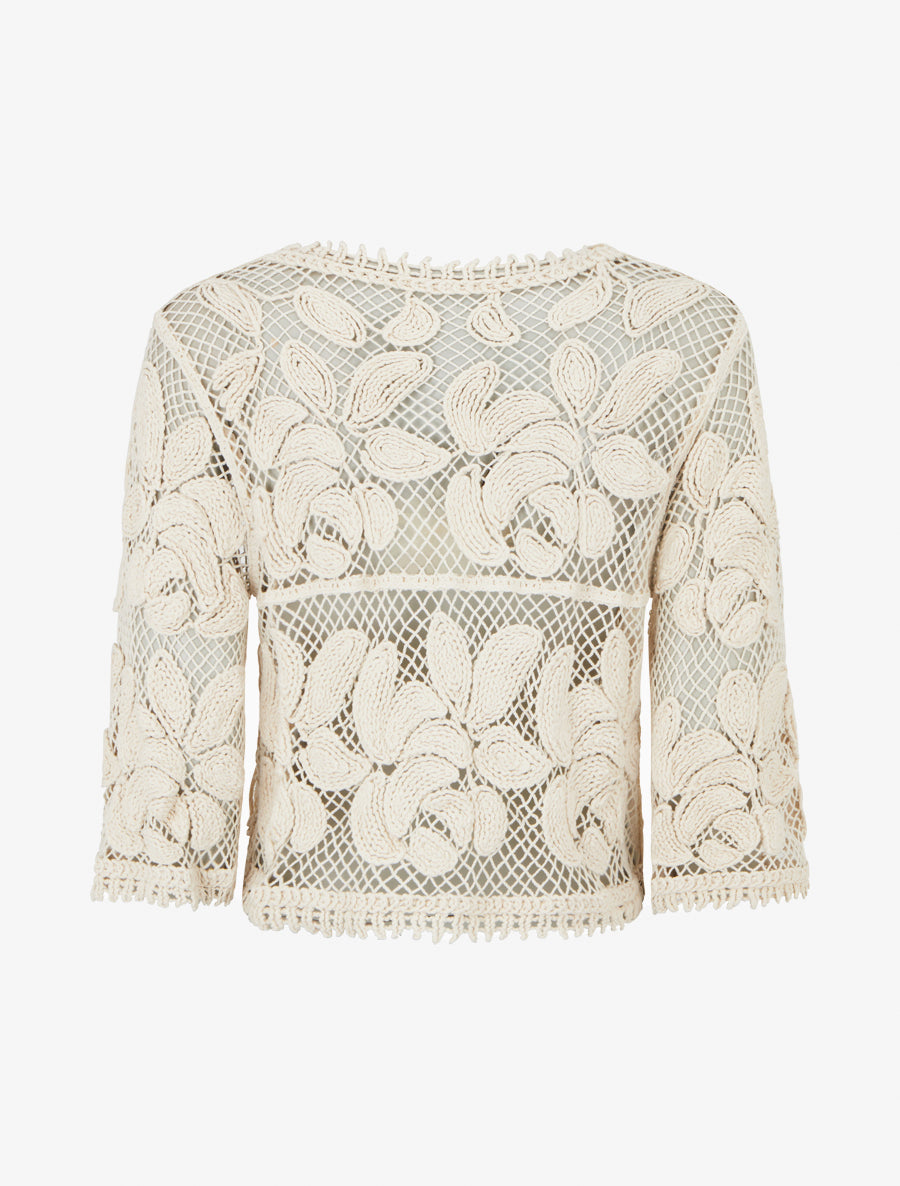 Cardigan uni en crochet - Beige - 2