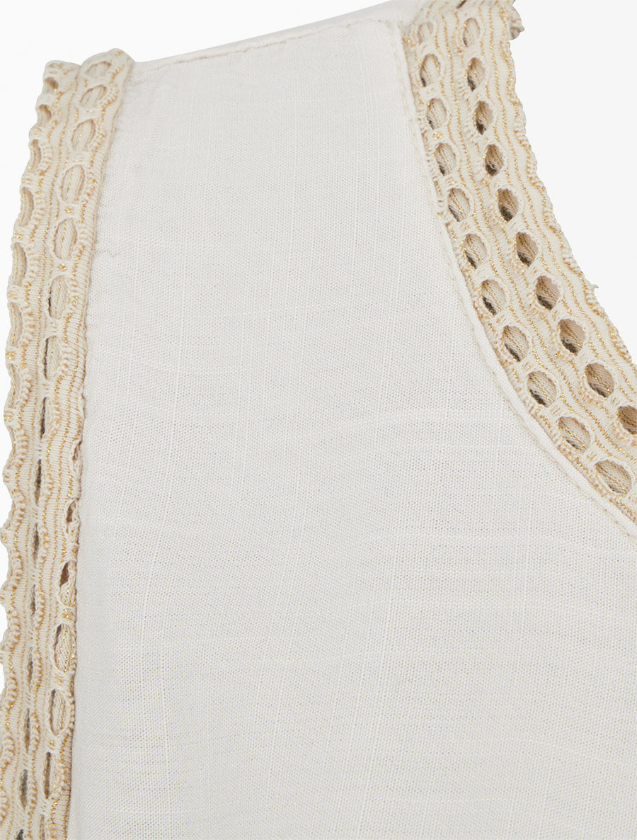 Top uni à poche brodée - Beige - 3