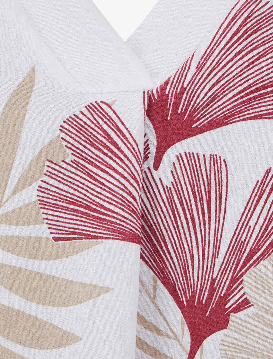 Blouse sans manches imprimé feuillage - Rouge - 3
