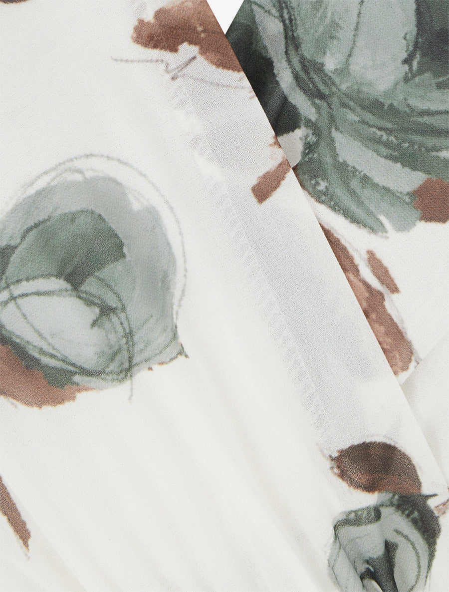 Robe patineuse sans manches imprimé roses - Kaki - 3