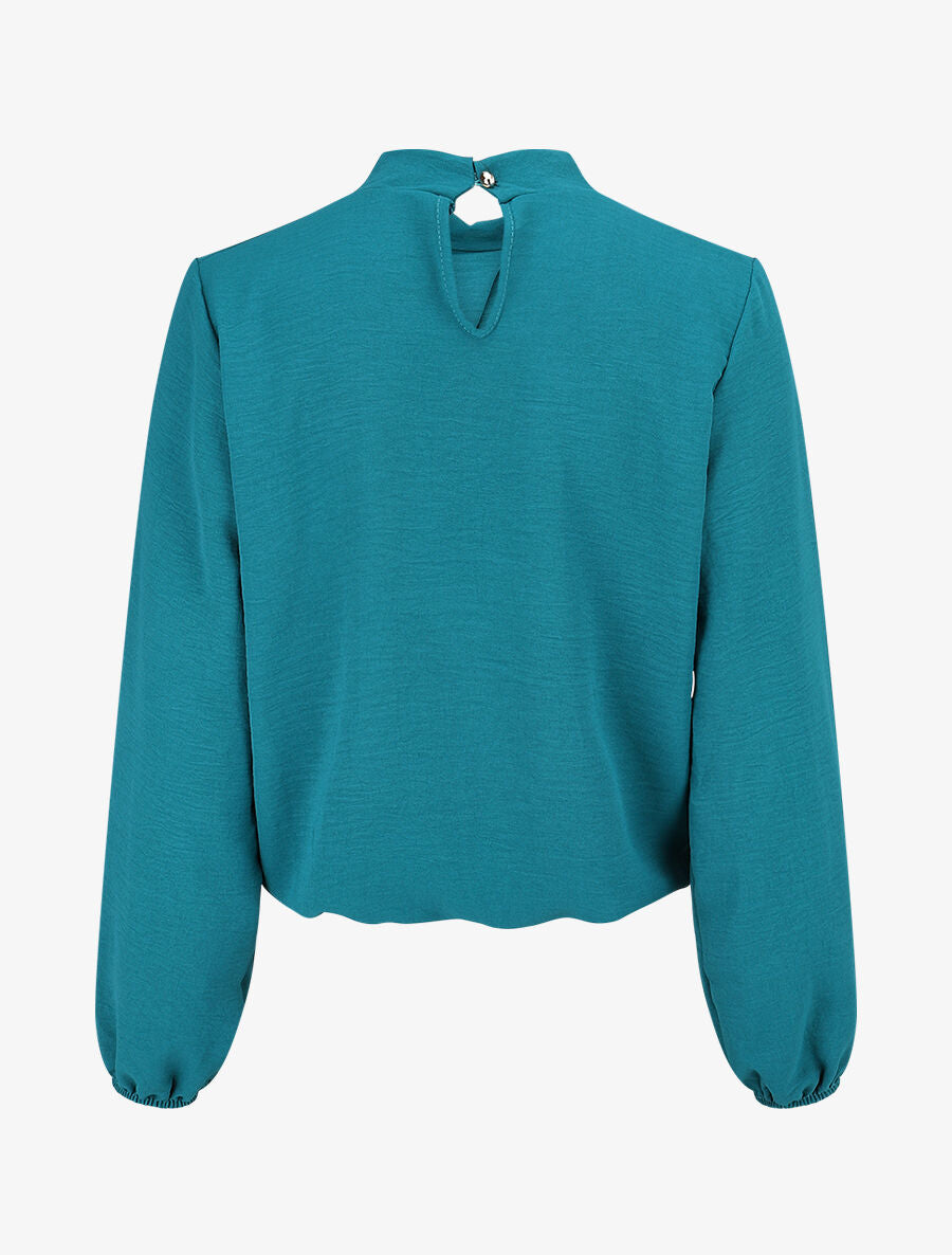 Blouse à plis croisés - Bleu lagon - 2