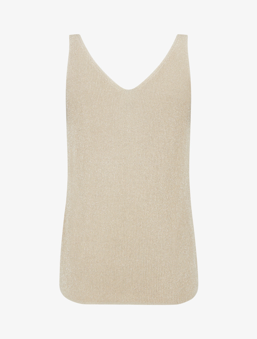 Débardeur à col V en maille irisée - Beige - 2