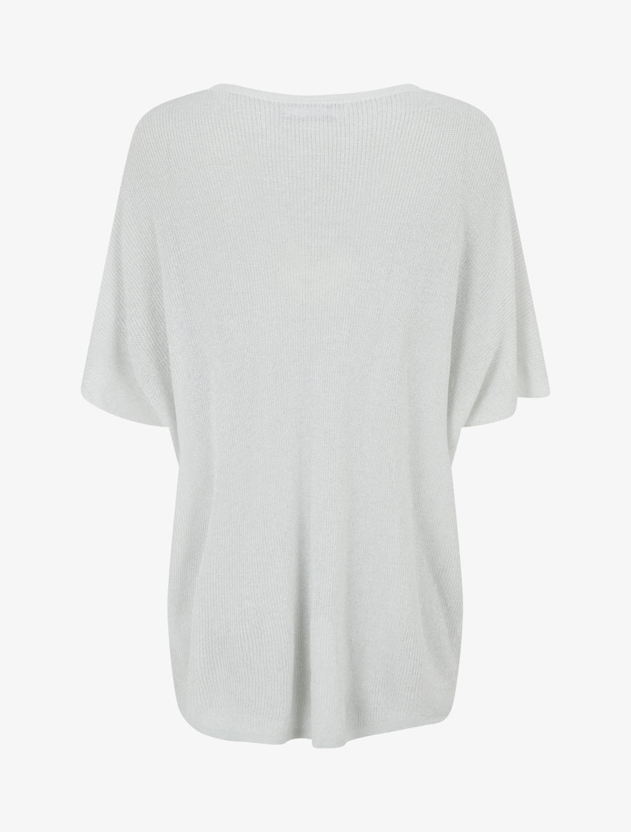 Top oversize en maille fine irisée - Blanc - 2