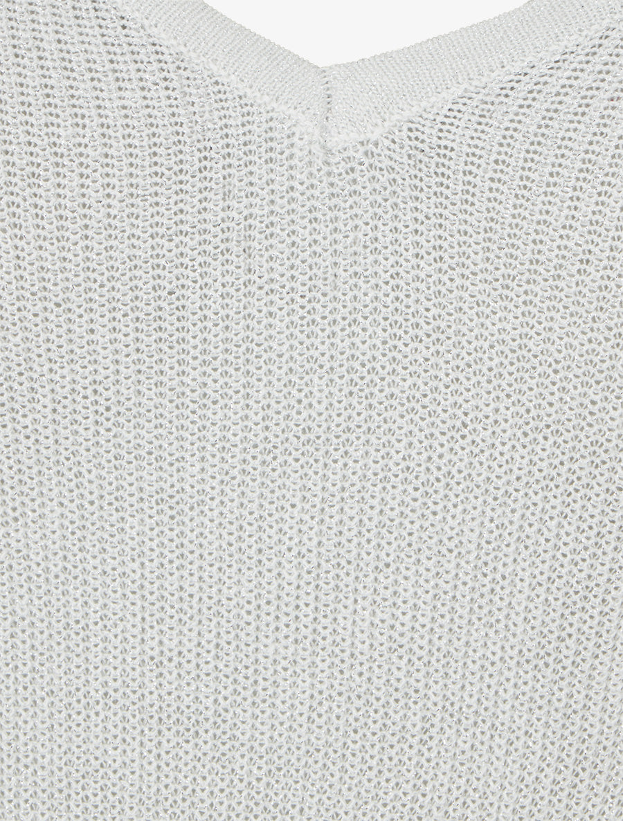 Top oversize en maille fine irisée - Blanc - 3