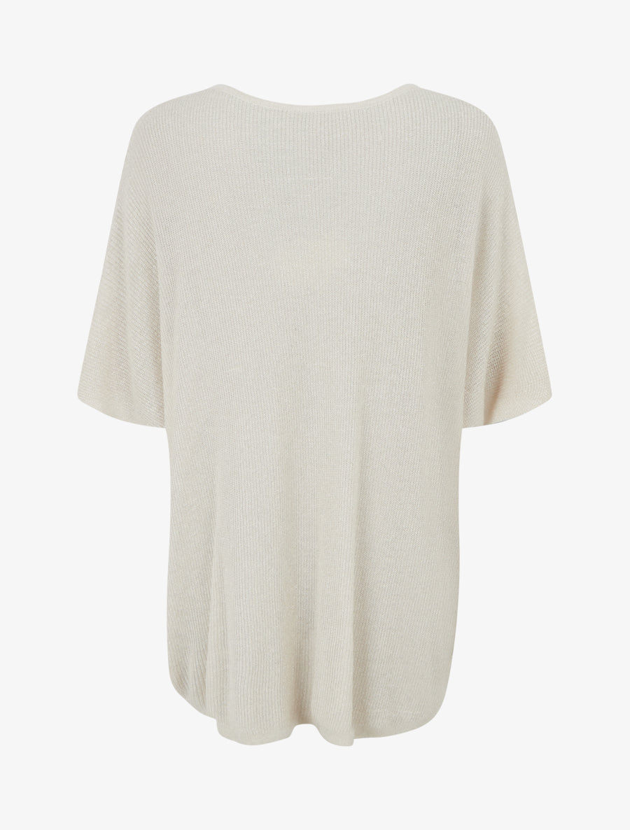 Top oversize en maille fine irisée - Écru - 2