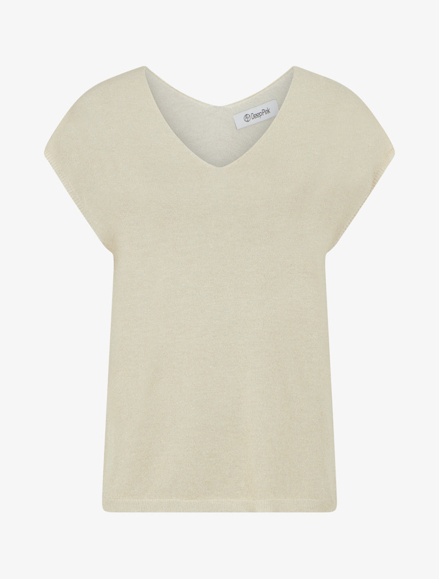 Top irisé à emmanchure basse - Beige - 1