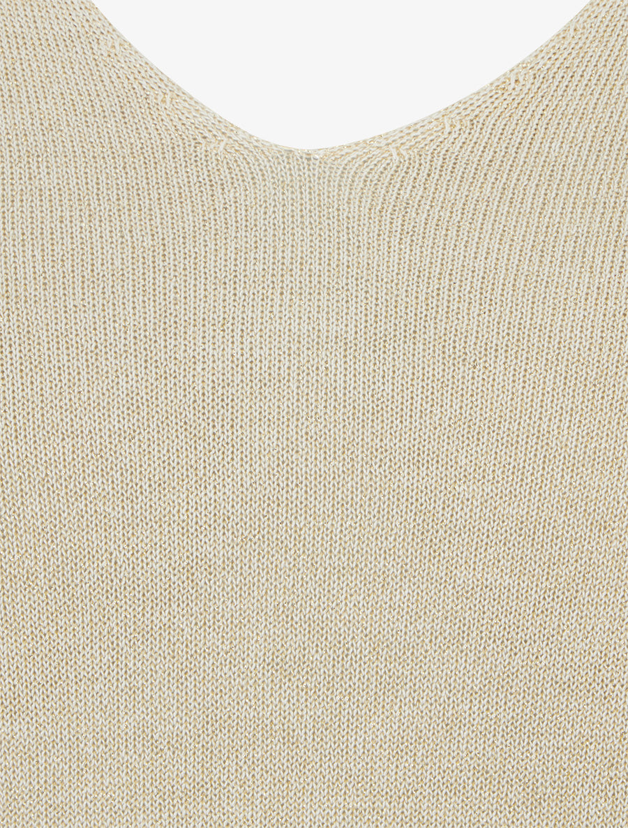 Top irisé à emmanchure basse - Beige - 3