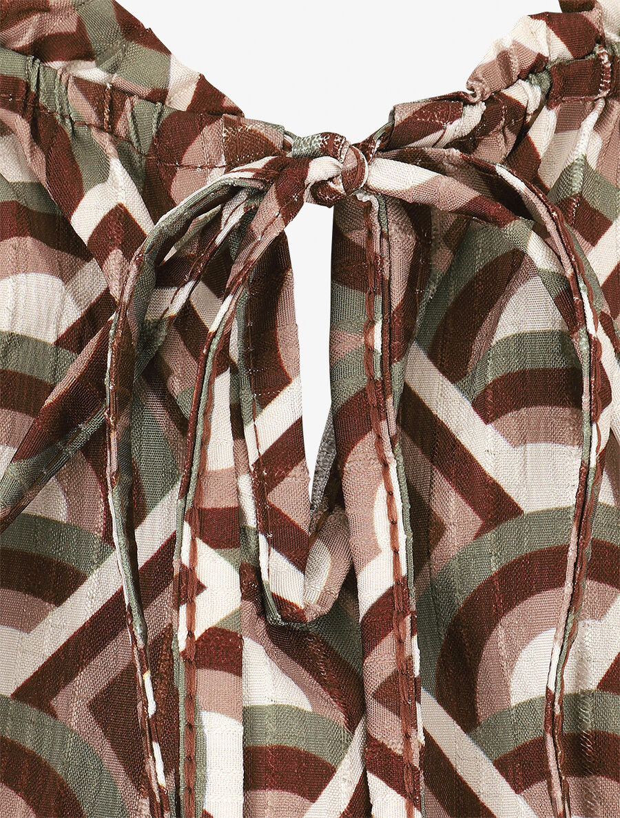 Blouse fluide à imprimé graphique - Camel - 3