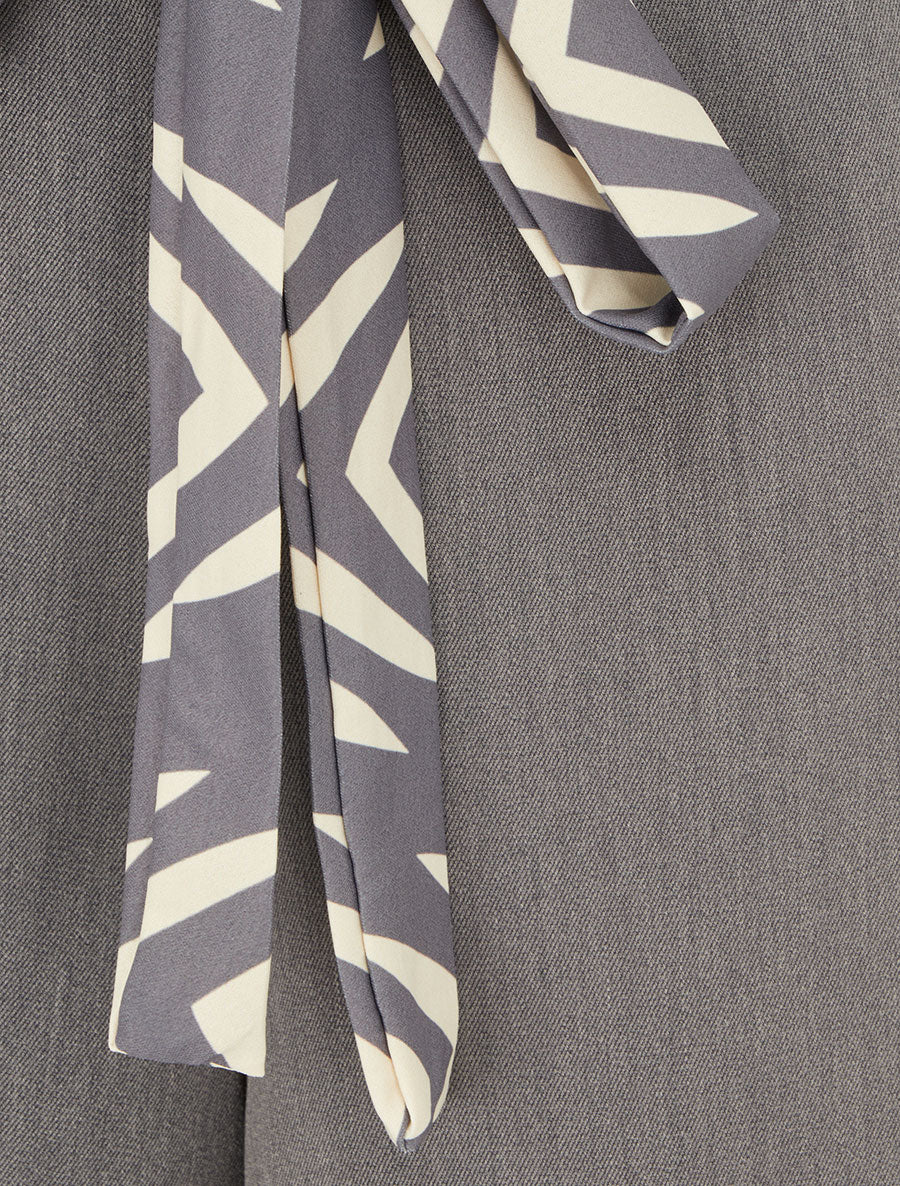 Pantalon ample à lien imprimé graphique - Gris - 3