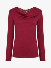 Pull à col bénitier et dos en crochet - Bordeaux