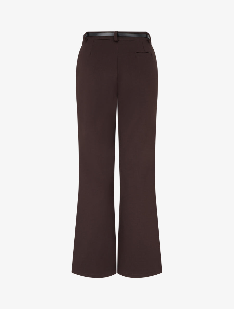 Pantalon droit ceinturé imprimé - Marron - 2