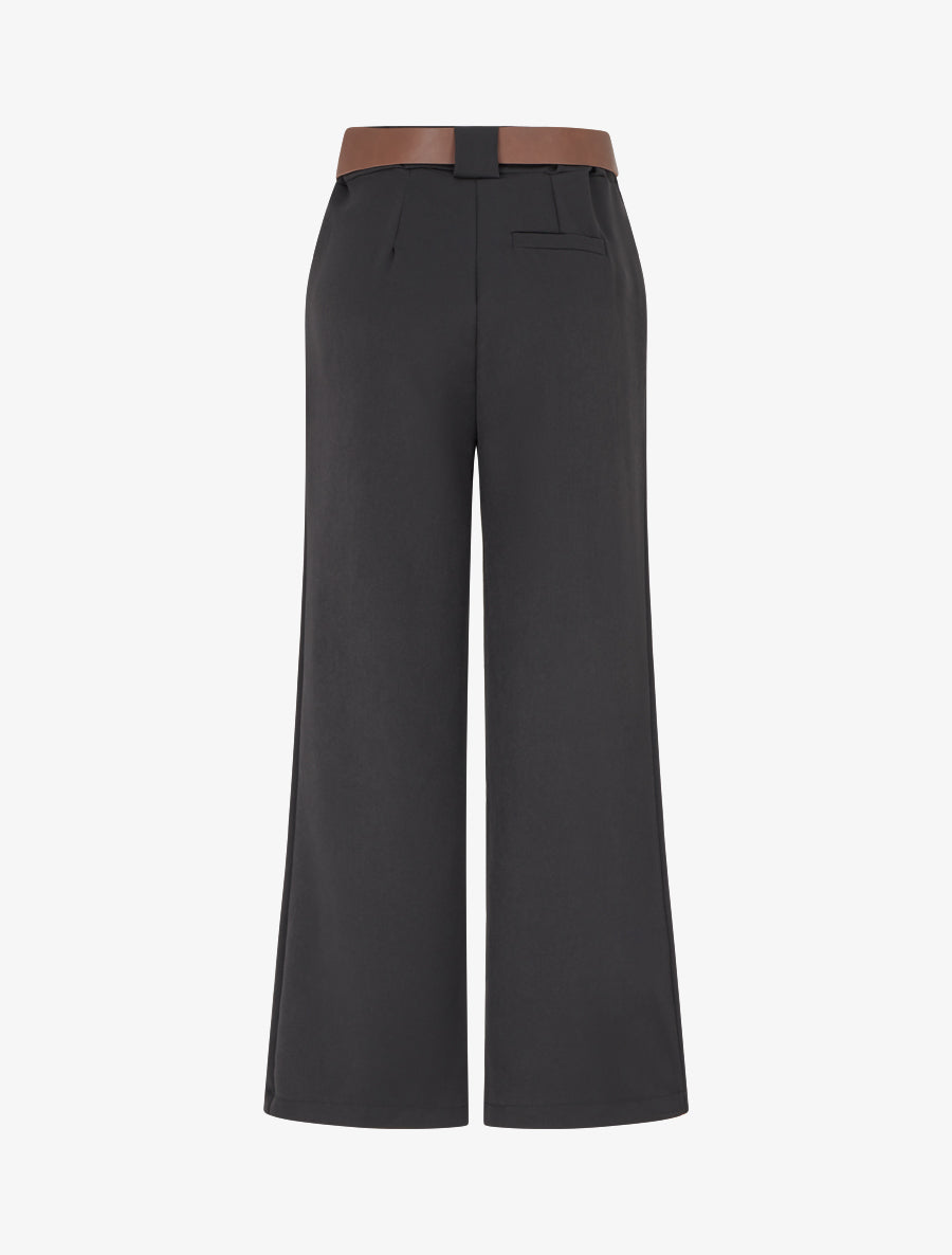 Pantalon droit uni taille haute - Noir - 2