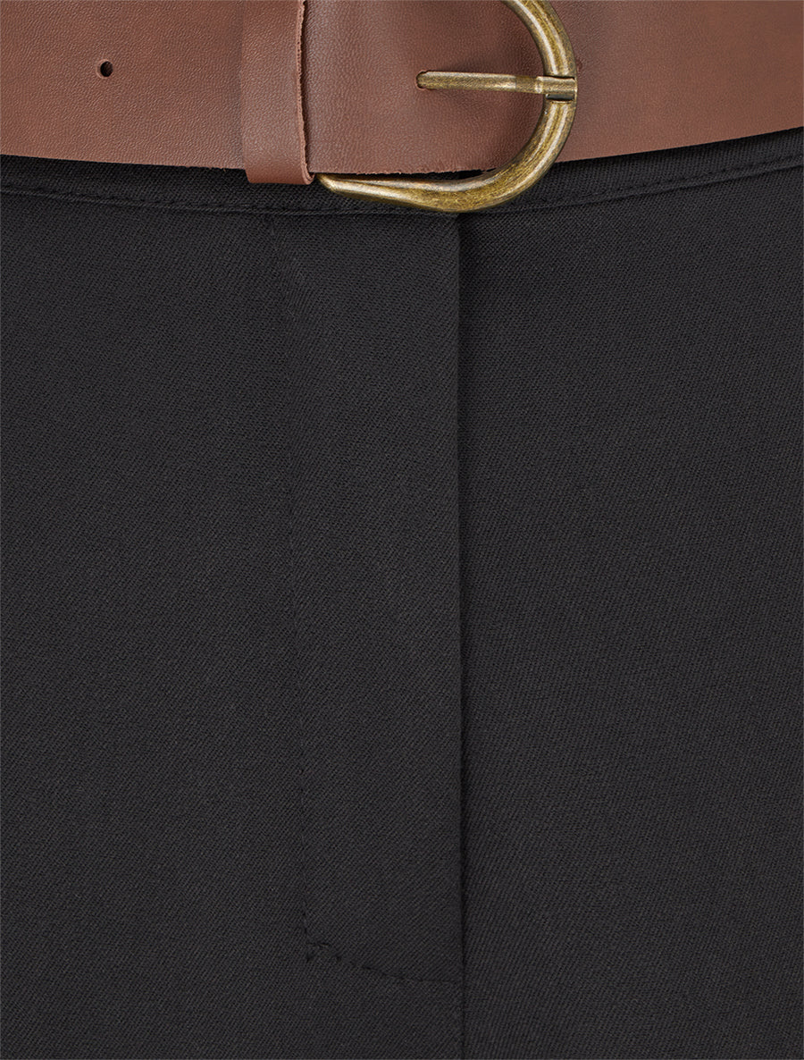 Pantalon droit uni taille haute - Noir - 3