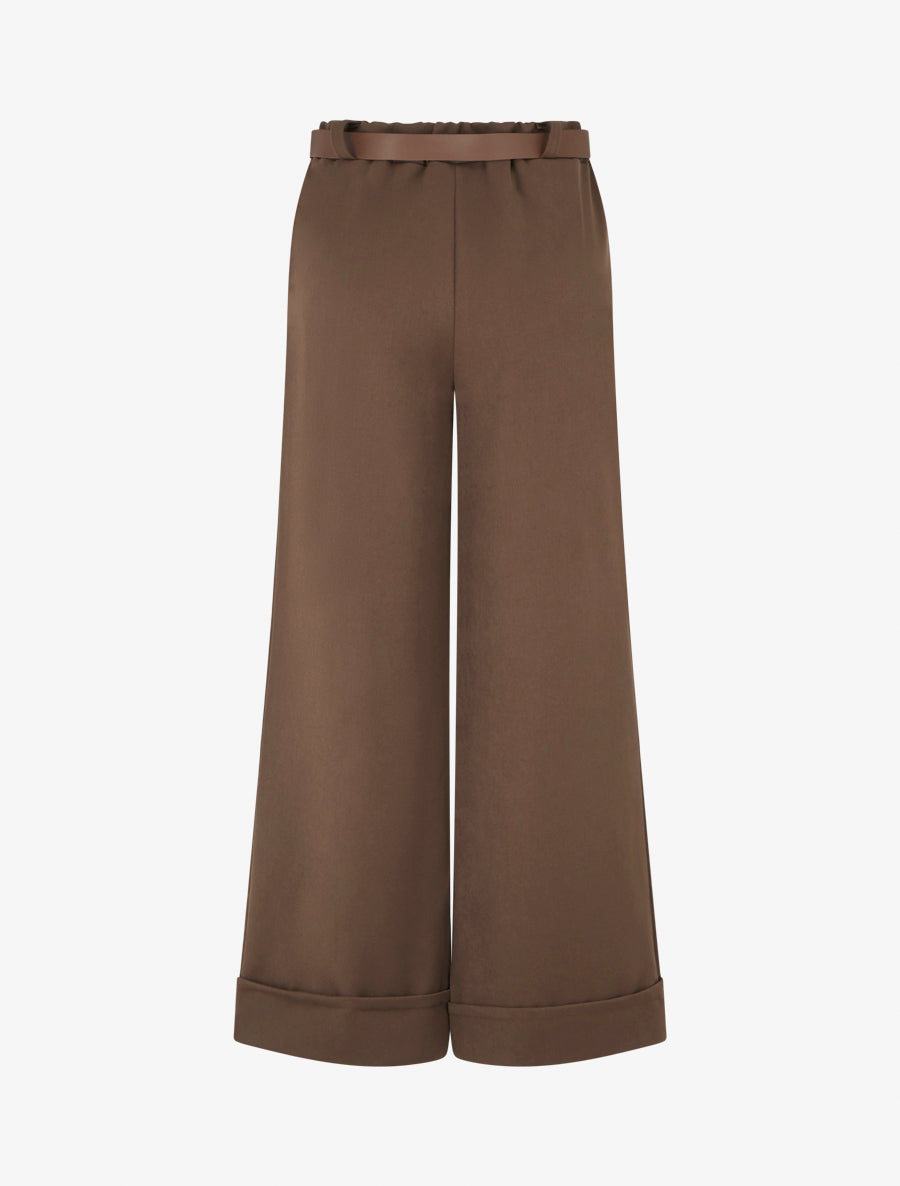 Pantalon ample à revers - Marron - 2