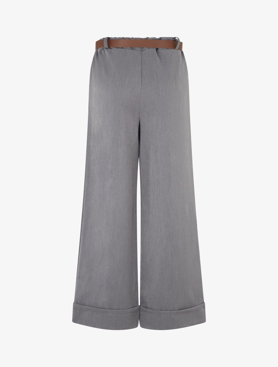 Pantalon ample à revers - Gris - 2