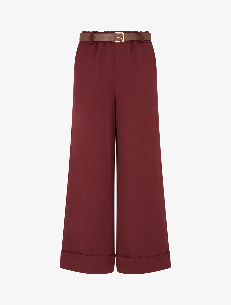 Pantalon ample à revers - Bordeaux - 1