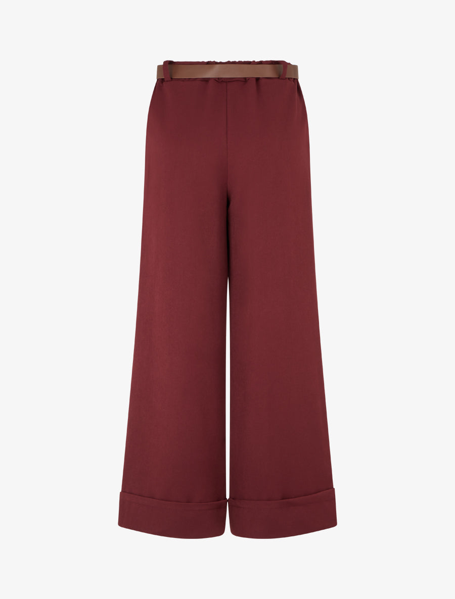 Pantalon ample à revers - Bordeaux - 2