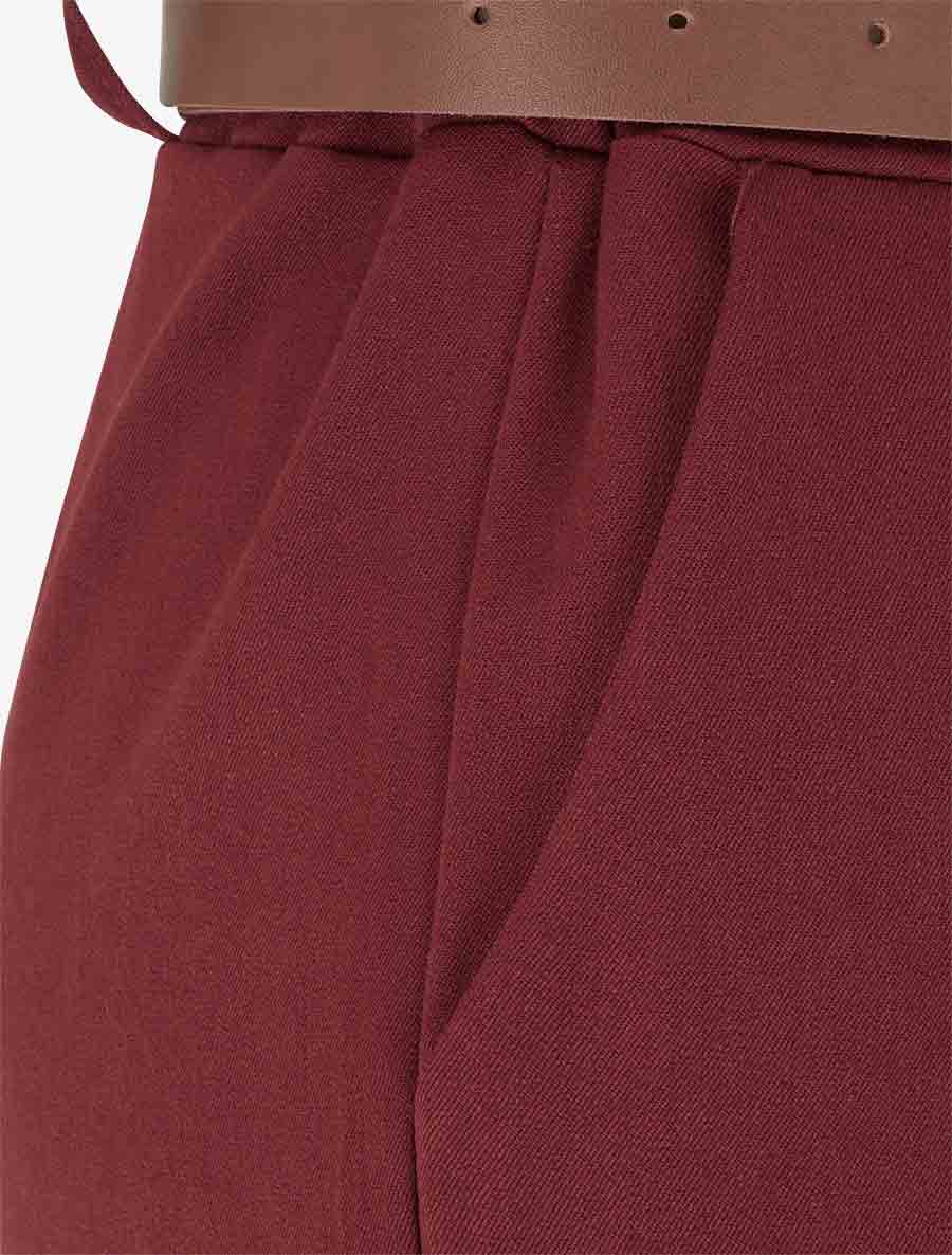 Pantalon ample à revers - Bordeaux - 3