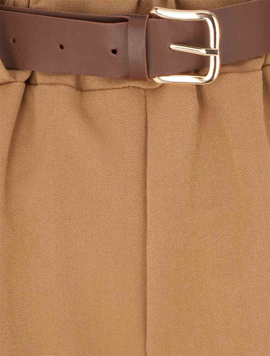 Pantalon ample à revers - Camel - 3