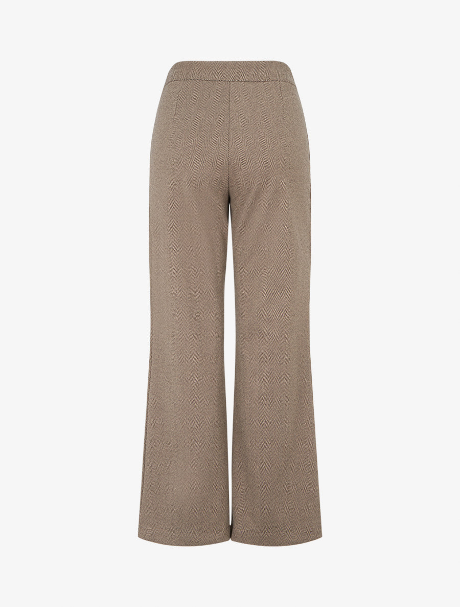 Pantalon à pont droit imprimé chevron - Beige - 2