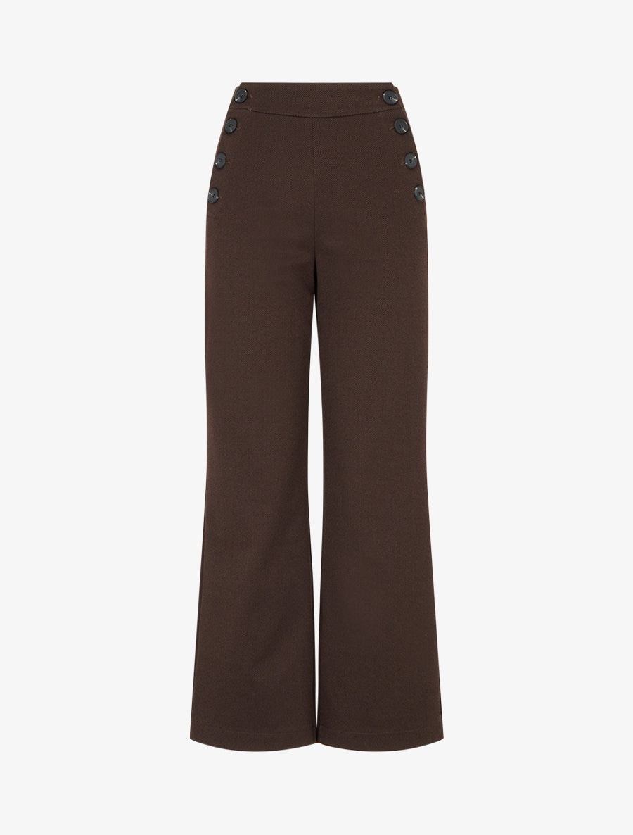 Pantalon à pont droit imprimé chevron - Marron - 1