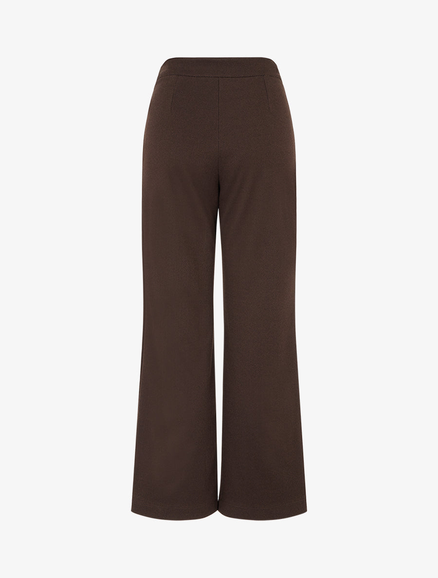 Pantalon à pont droit imprimé chevron - Marron - 2