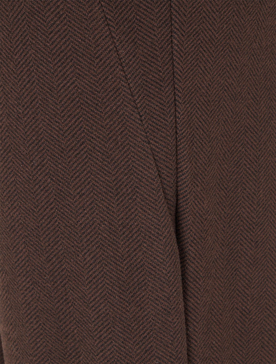 Pantalon à pont droit imprimé chevron - Marron - 3
