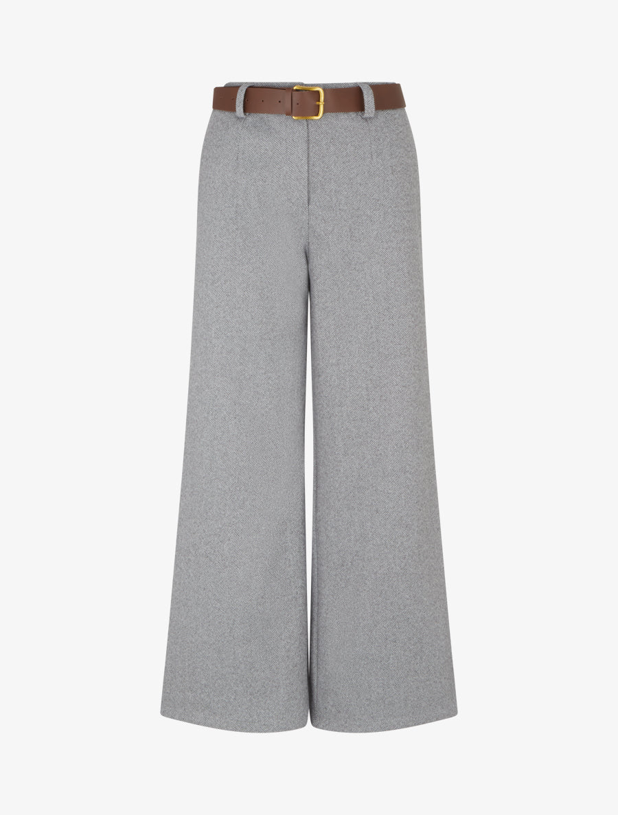 Pantalon ample imprimé chevron - Gris - 1