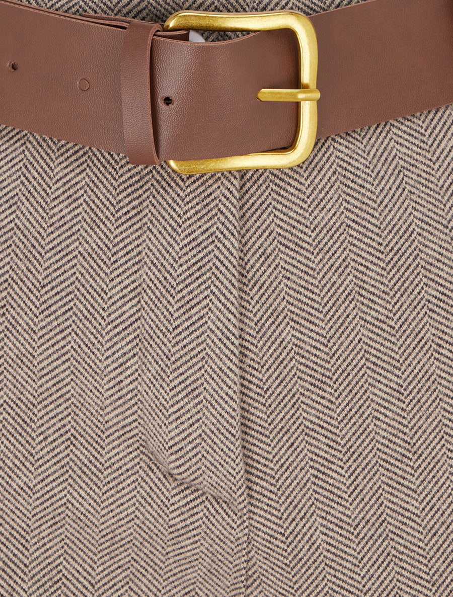 Short à revers imprimé chevron - Beige - 3