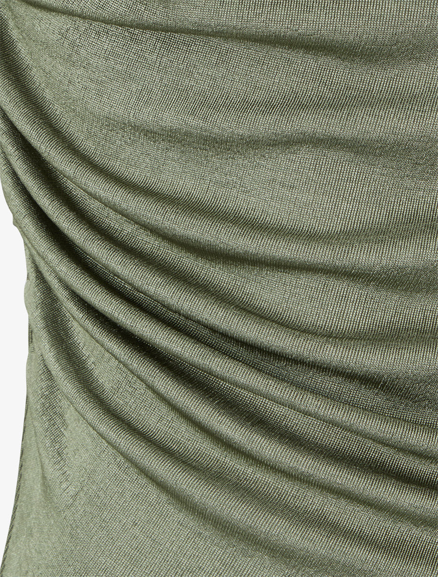 Top uni sans manches à empiècement bijou - Kaki - 3
