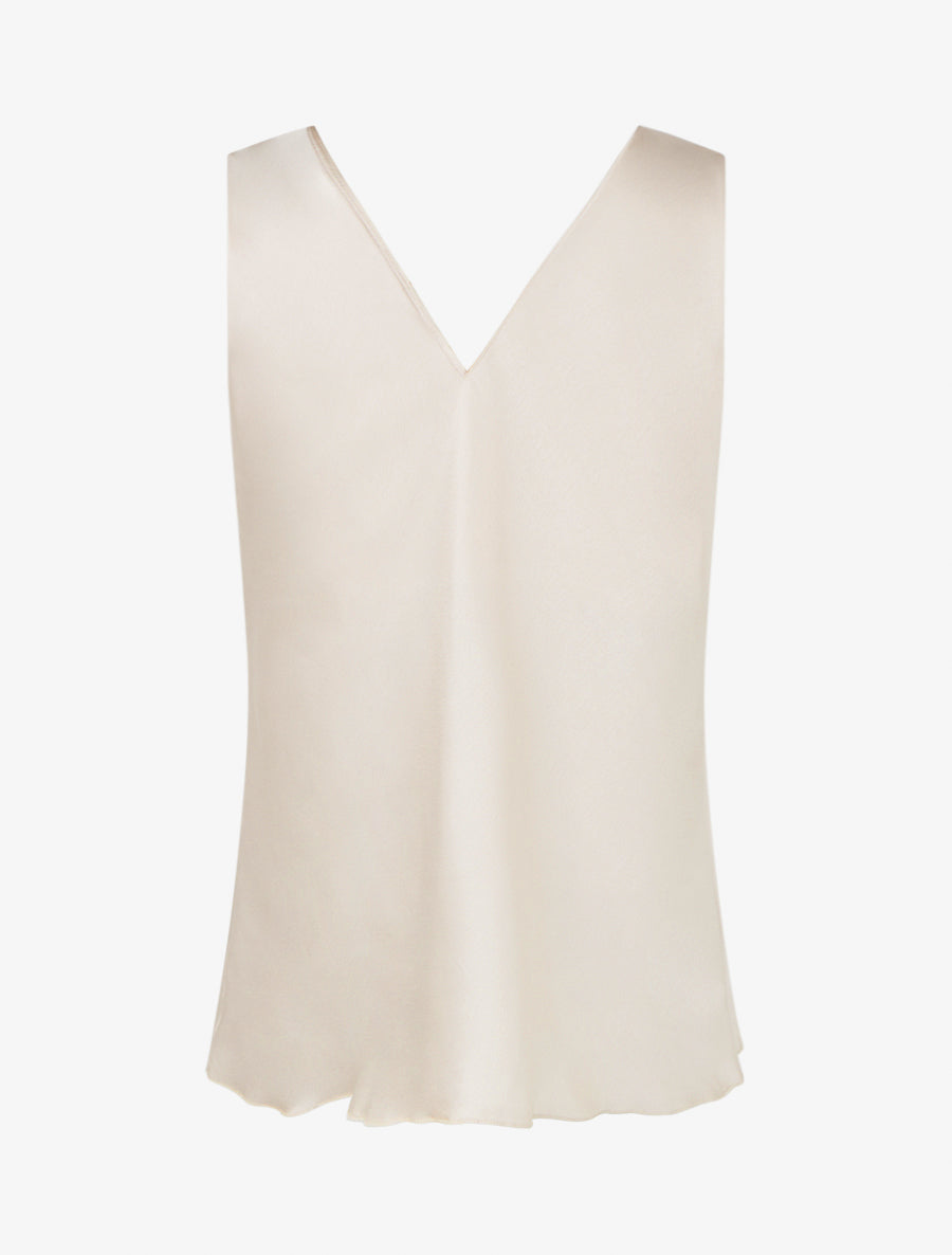 Top satiné à empiècement bijoux - Beige - 2