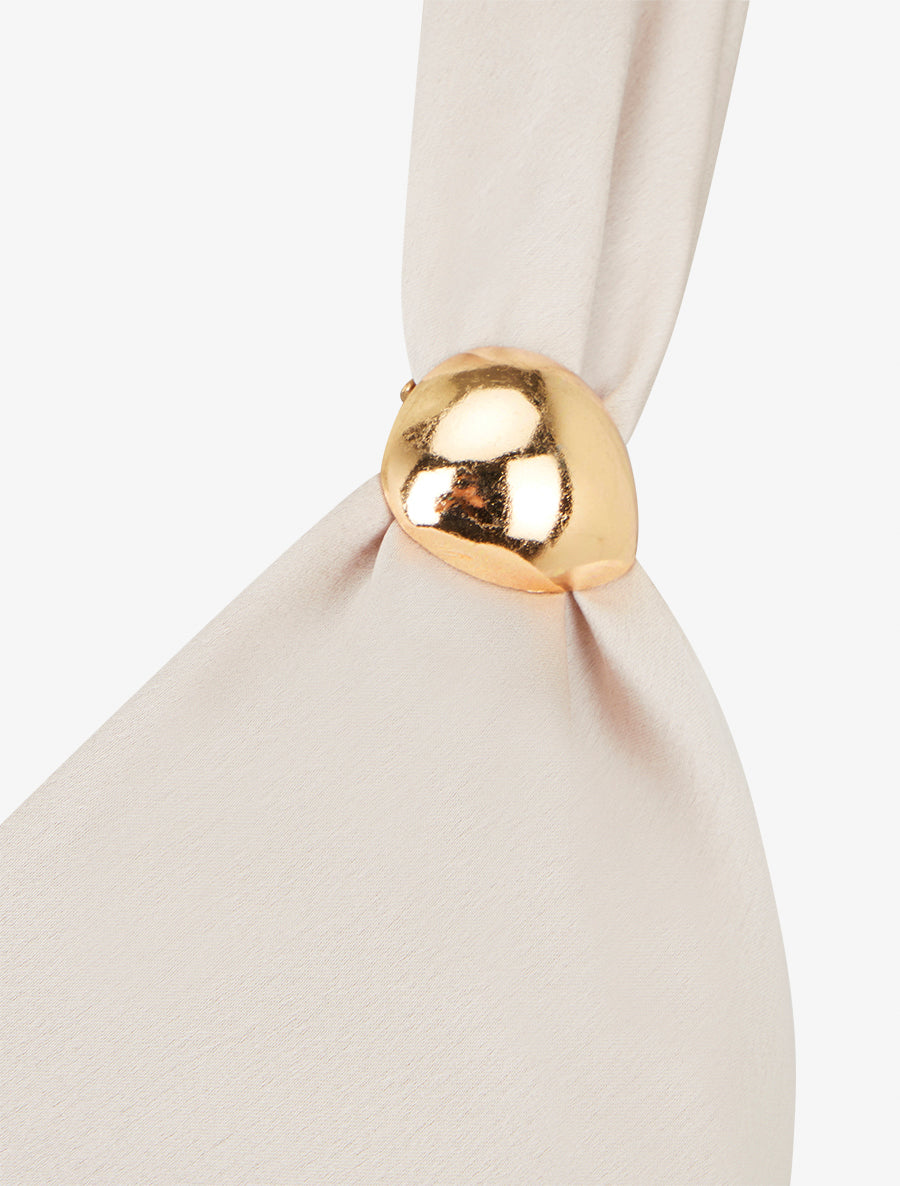 Top satiné à empiècement bijoux - Beige - 3
