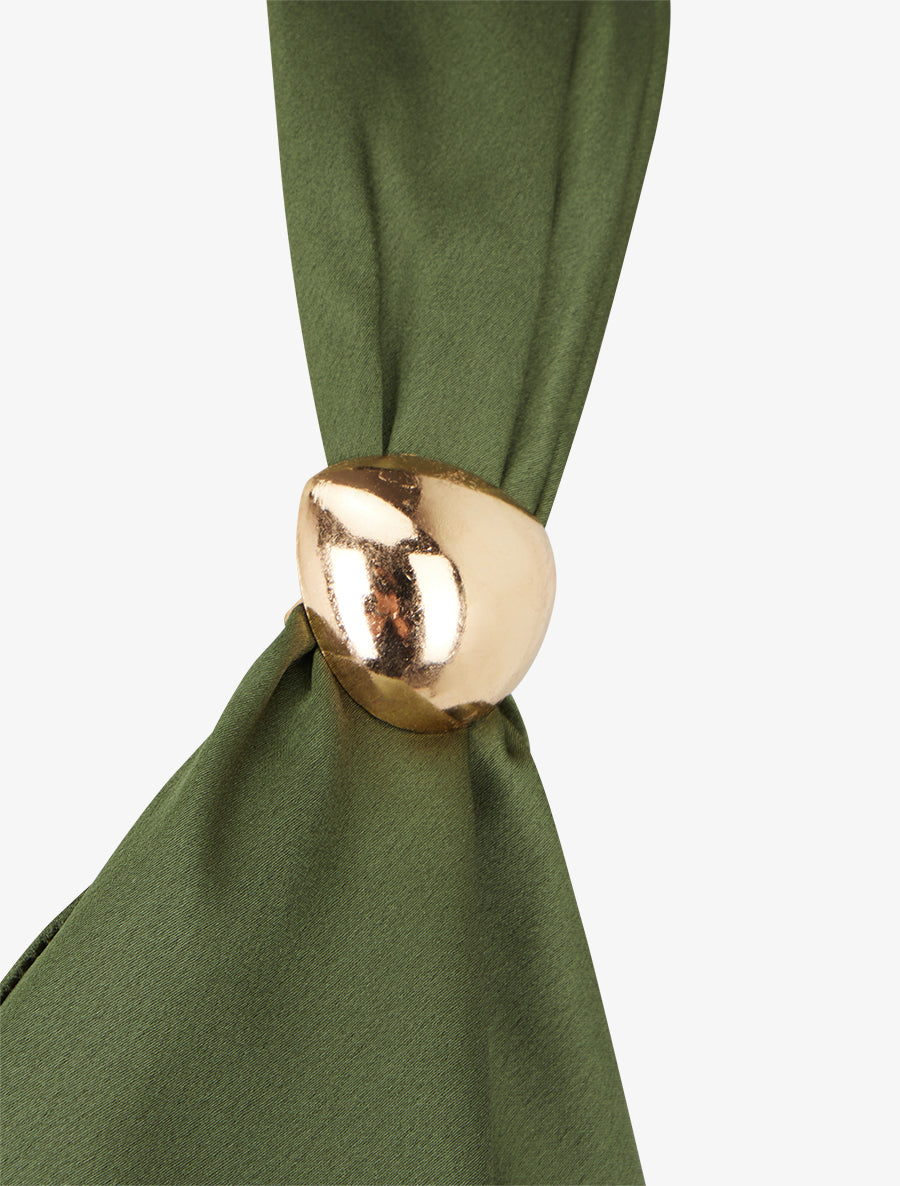 Top satiné à empiècement bijoux - Kaki - 3