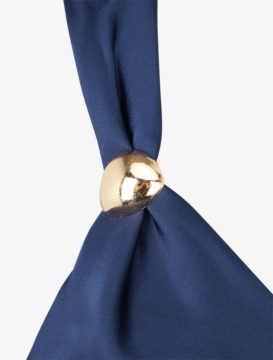 Top satiné à empiècement bijoux - Marine - 3