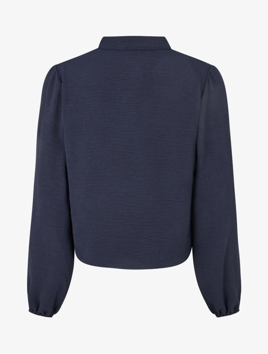 Blouse fluide coupe boule à détail crochet - Marine - 2