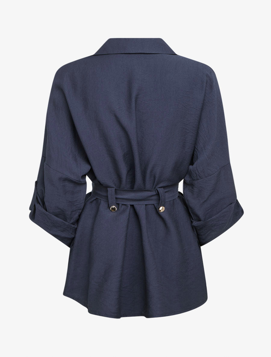 Chemise fluide ceinturée - Marine - 2