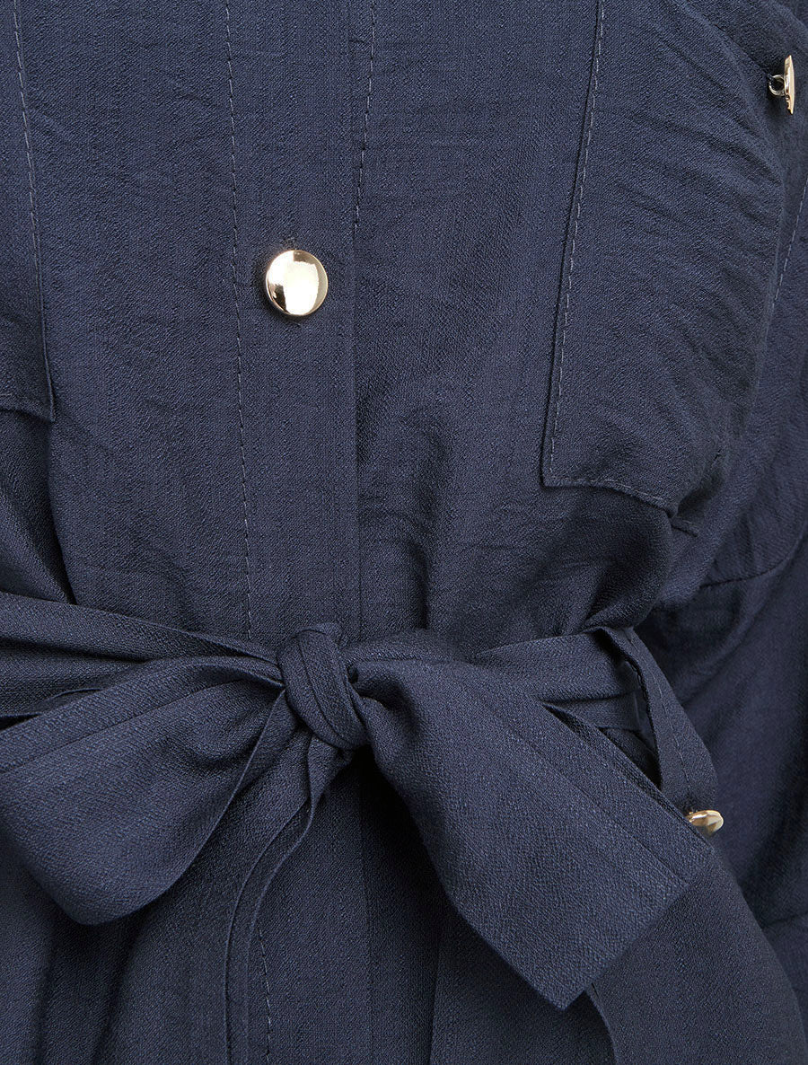 Chemise fluide ceinturée - Marine - 3