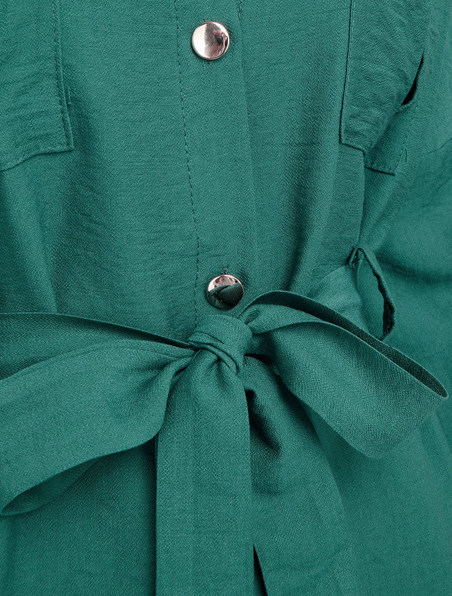 Chemise fluide ceinturée - Vert foncé - 3
