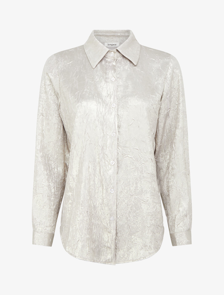 Chemise fluide effet froissé coupe droite - Beige - 1