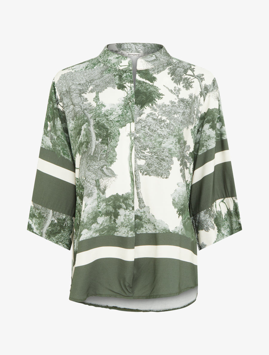 Top ample imprimé arbre - Kaki - 1