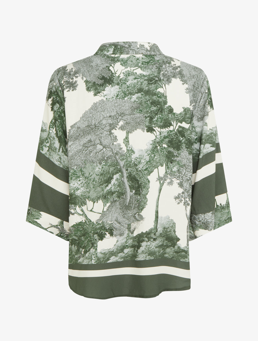 Top ample imprimé arbre - Kaki - 2