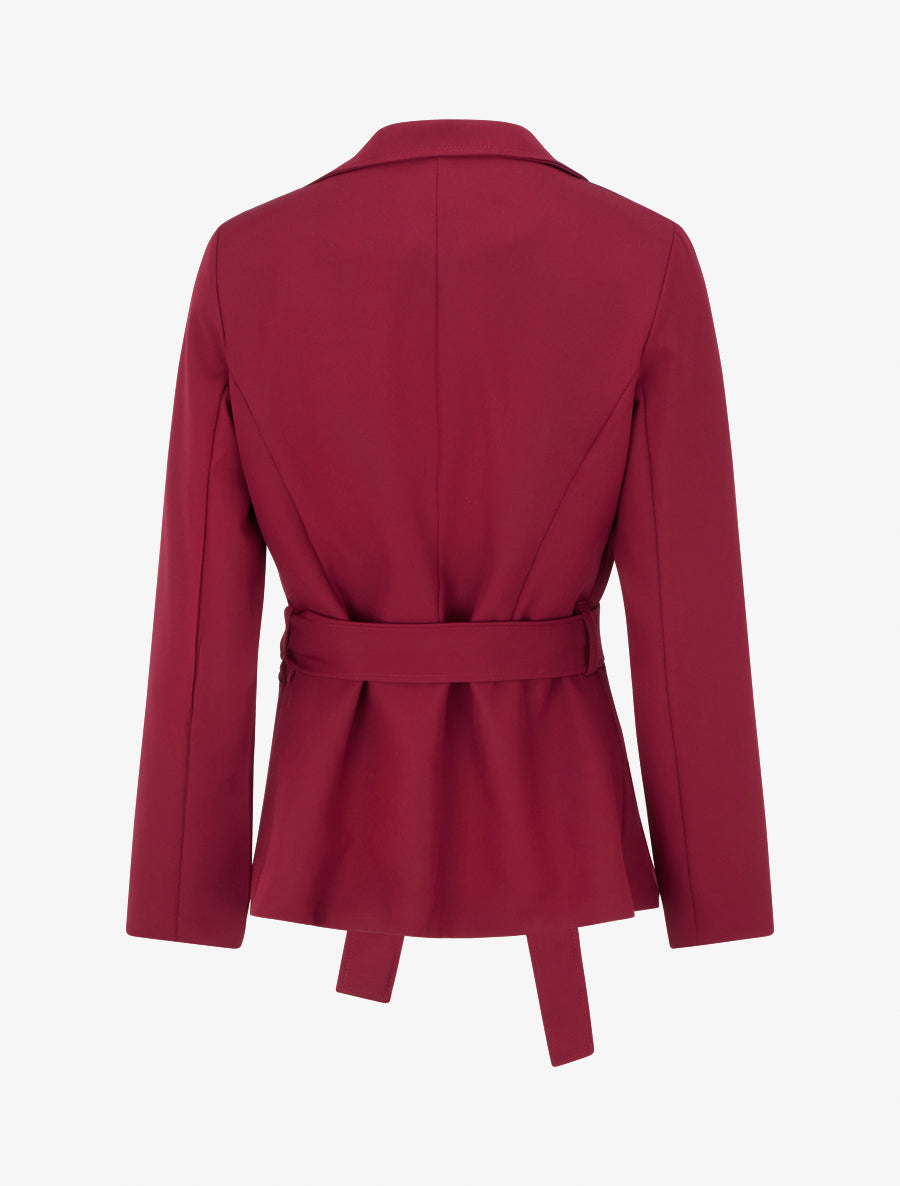 Blazer uni ceinturé - Lie de vin - 2