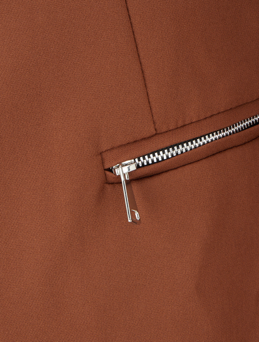 Veste unie à poches décoratives zippées - Camel - 3