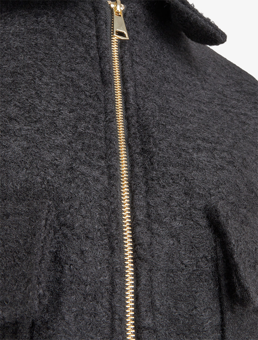 Manteau court à poches à rabat - Noir - 3