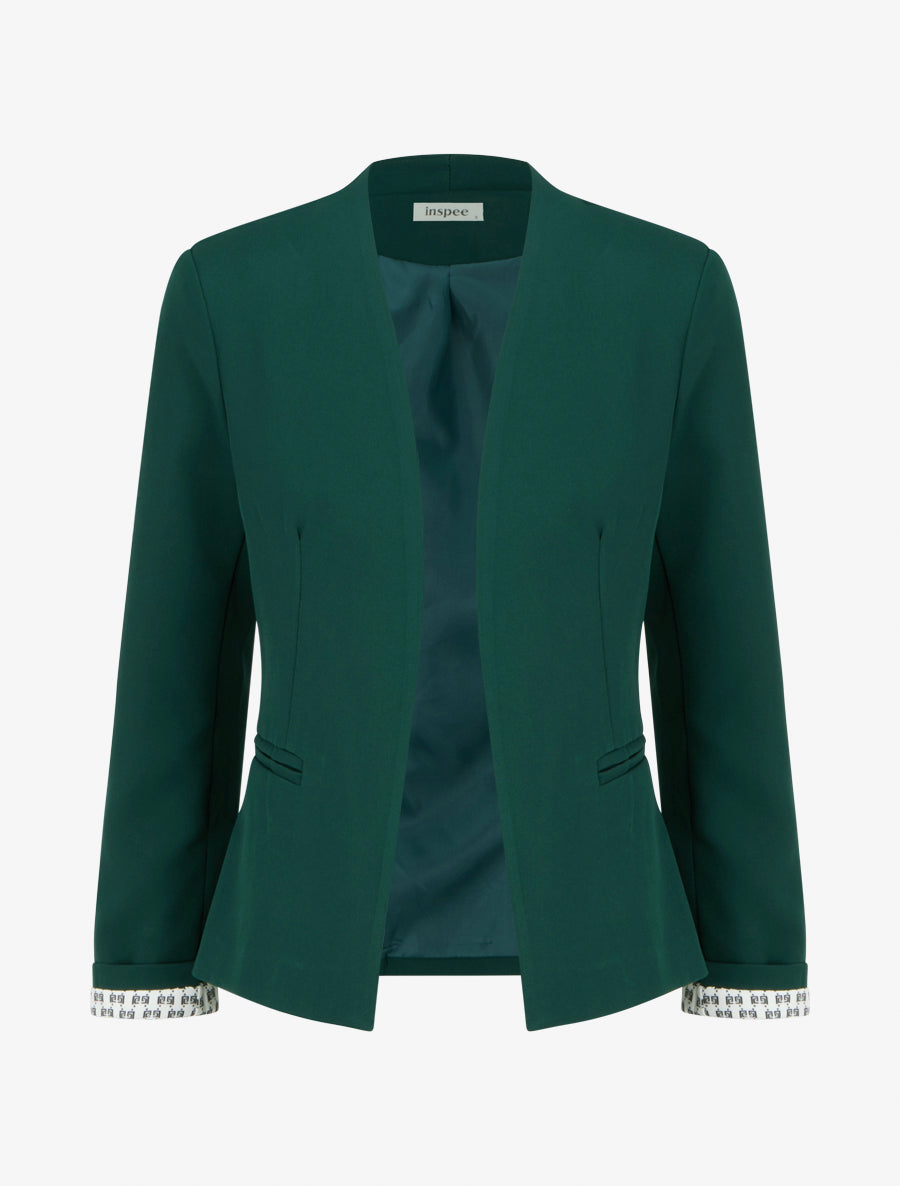 Veste droite à épaulettes - Vert sapin - 1