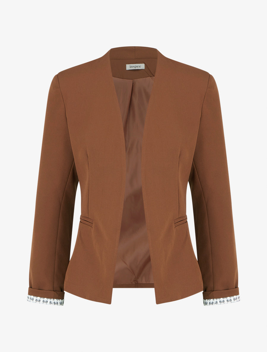 Veste droite à épaulettes - Marron - 1