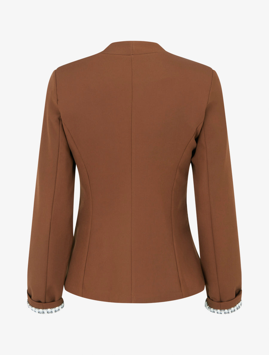 Veste droite à épaulettes - Marron - 2